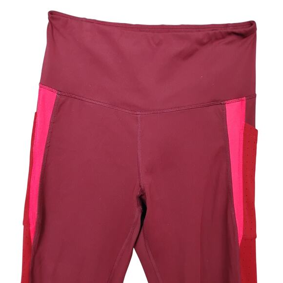 Champion C9 Cropped Capri Leggings Size Large Burgundy and Pink Color Block - Picture 2 of 8